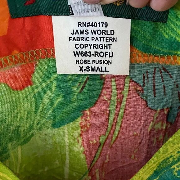 Jams World Sz XS Rose Fusion Green Pink Adjustable Spaghetti Strap Ruffle Top - Picture 7 of 7